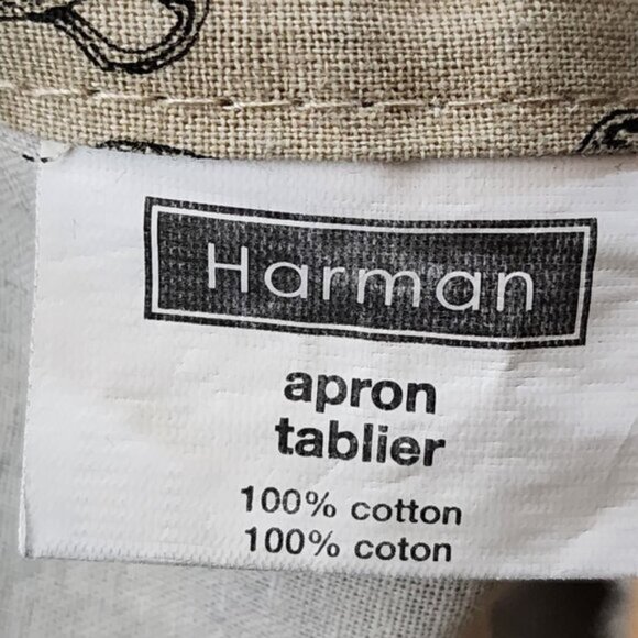 Harman Beige Black Kettles Print Tie Back Cotton Apron - Picture 5 of 5